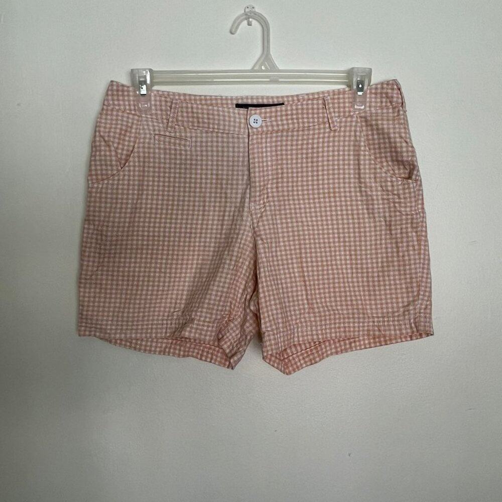 Columbia Super Bonehead Lotus Gingham Women Shorts Size 12 in Orange